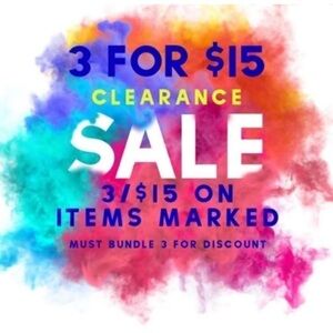 3/$15. Bundle any 3 items marks 3 for$15. Must not exceed 5lb weight